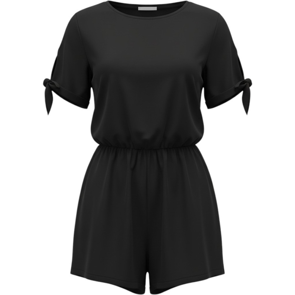 SHEIN Curve Romper Womens 2XL Black Tie Sleeve Keyhole Back Elastic Waist